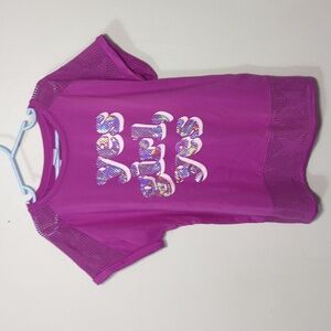 More Than Magic Purple Yes Girl Yes Graphic Tee with Mesh Details Size L 10-12
